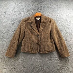 Talbots Classic Brown Tweed Blazer Size 14